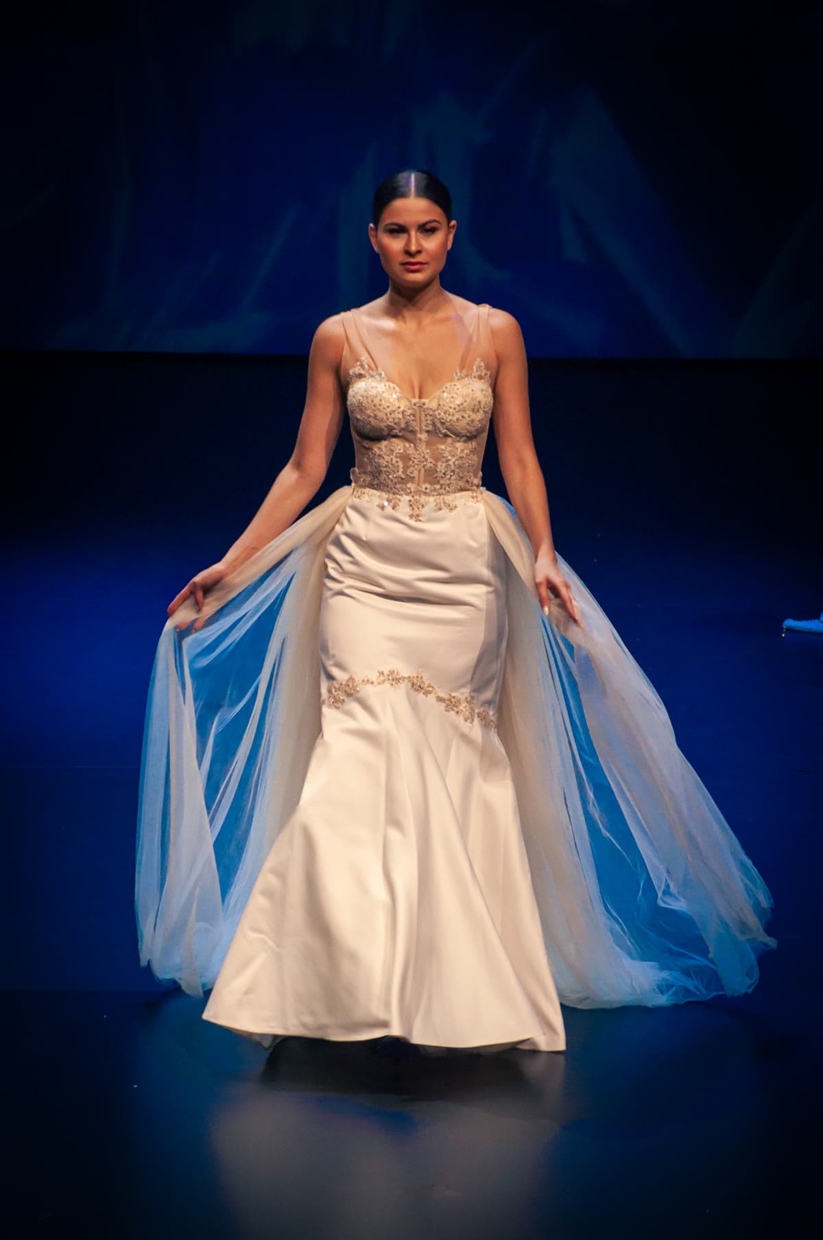 Runway look in an evening gown
