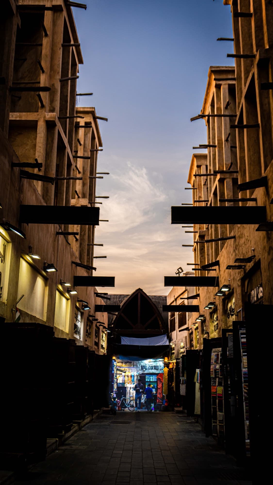 Old town lane at blue hour