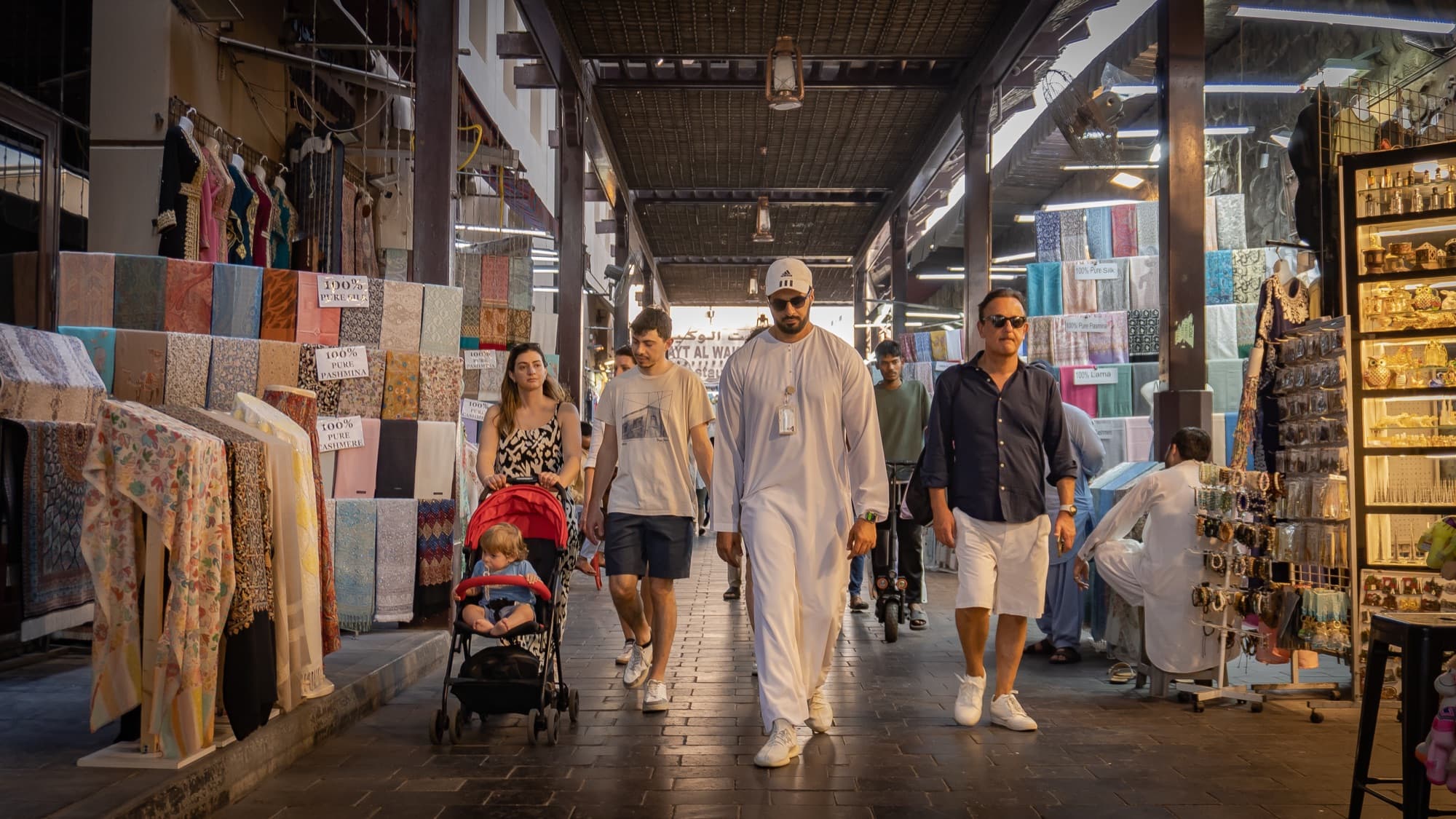 Shoppers in the textile souq